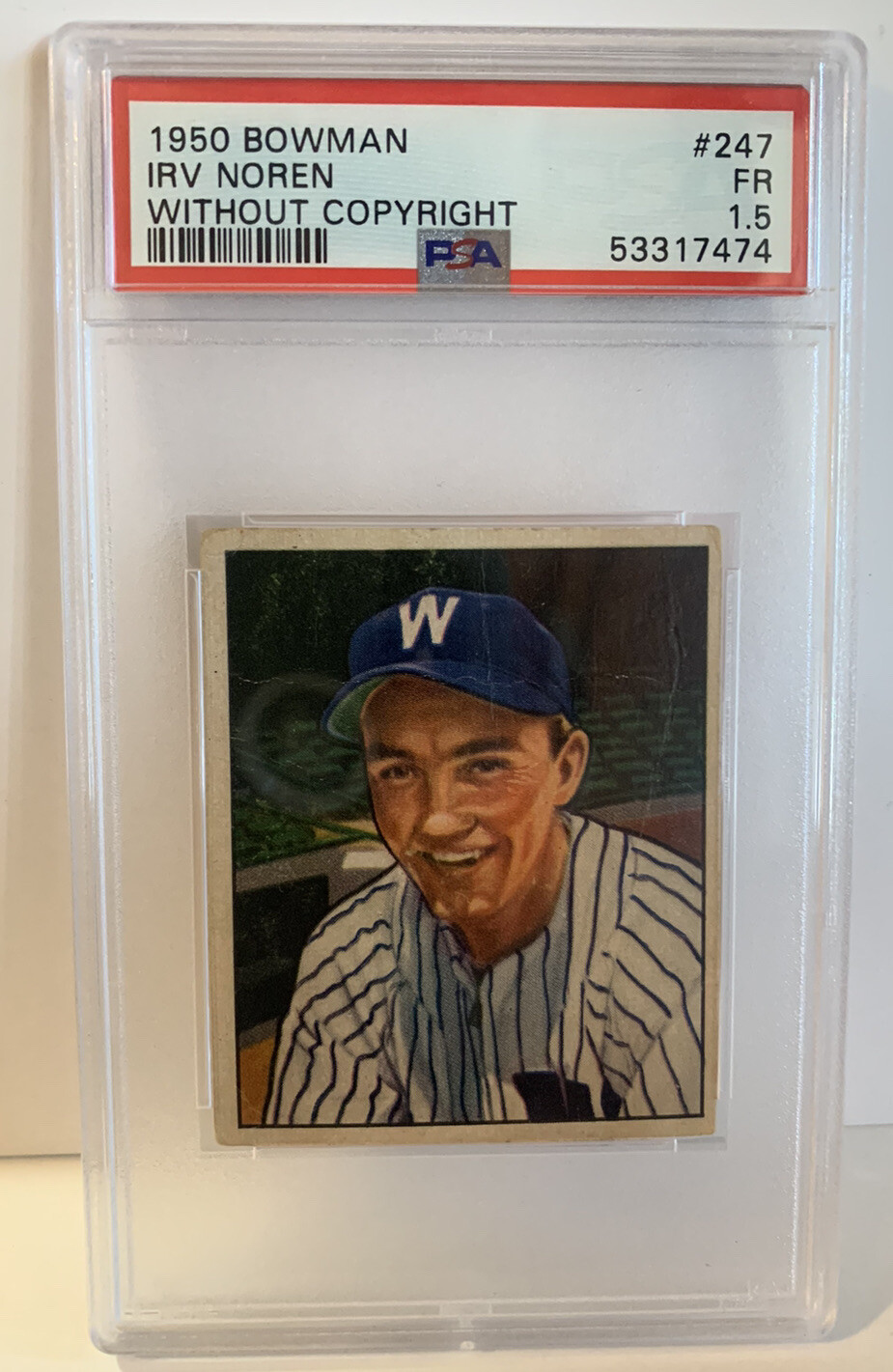 1950 BOWMAN # 247 Irv Noreen Washington Senators PSA FR 1.5
