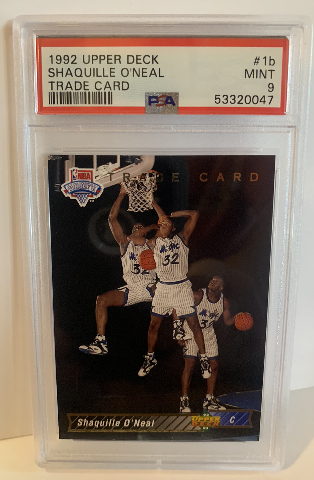 1992 Upper Deck Trade Card ROOKIE SHAQUILLE O'NEAL #1b PSA 9 Mint
