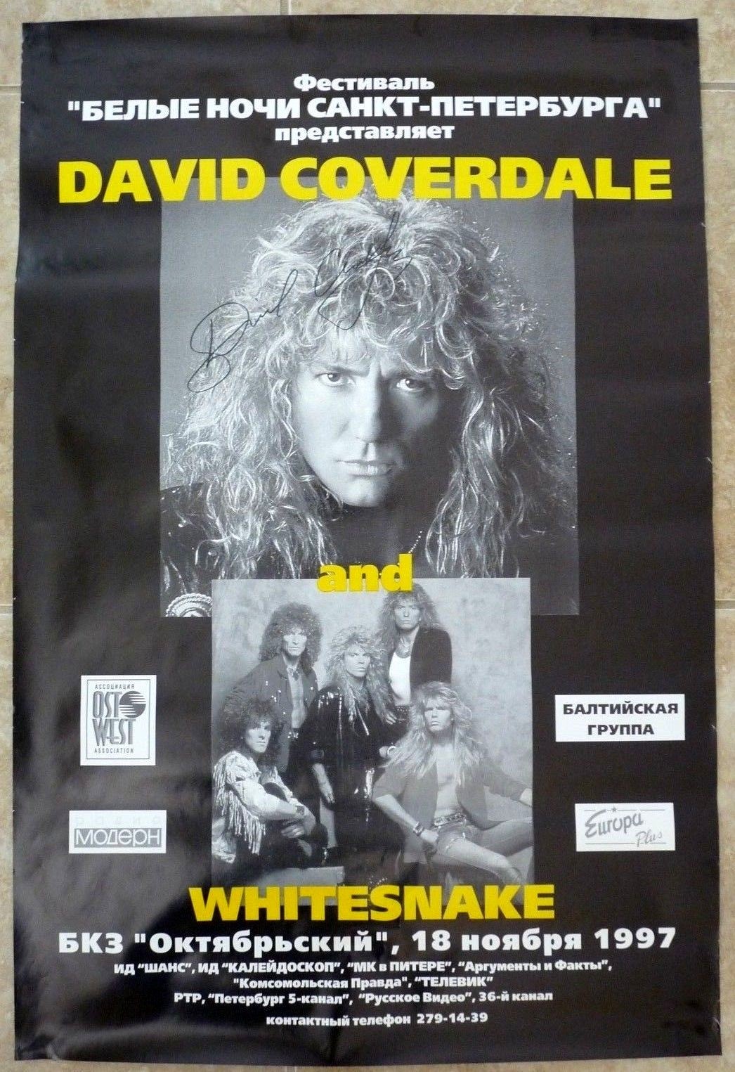 David Coverdale Whitesnake Signed Autographed Large Vintage Poster BAS Certified
