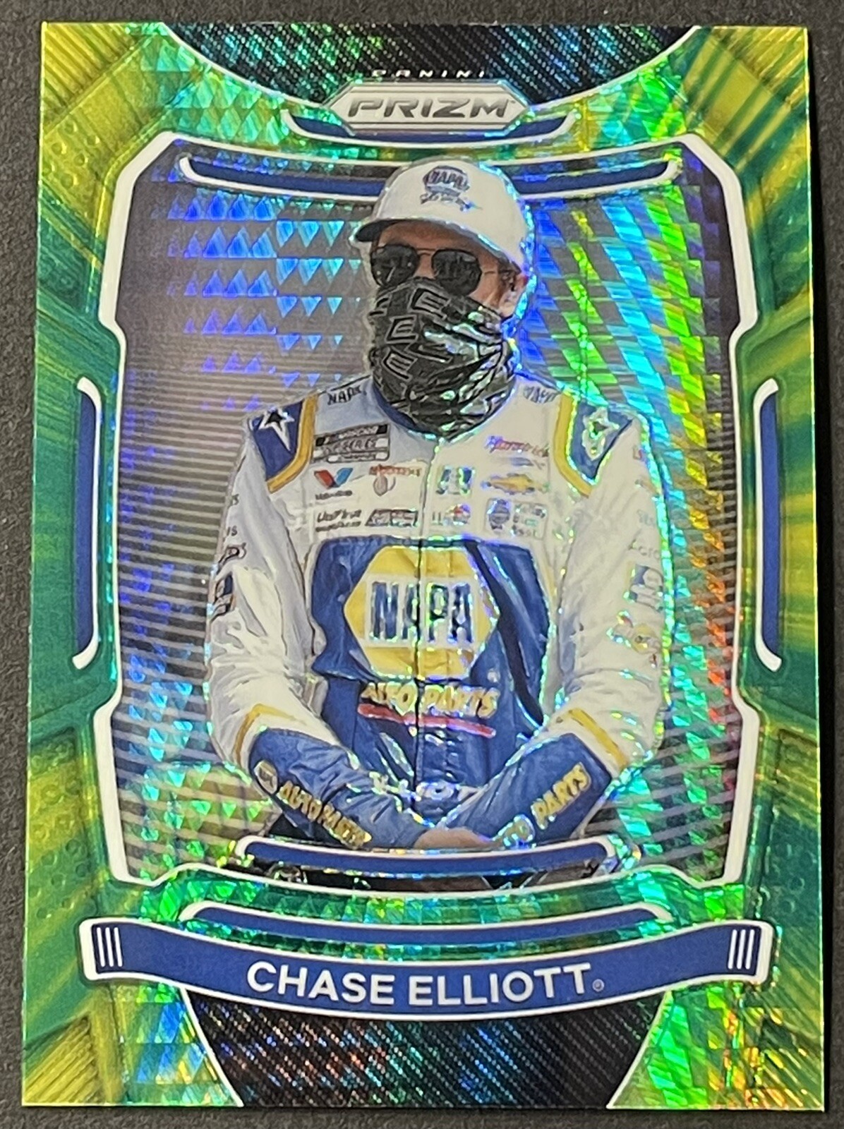 2021 Panini Prizm Racing CHASE ELLIOTT Yellow & Green Hyper Prizm # 7
