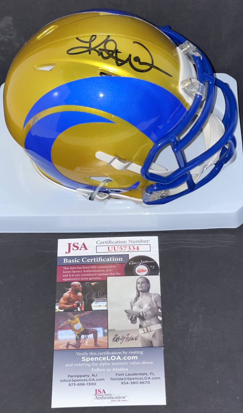 Kurt Warner Signed Autographed St. Louis Rams Flash Alternate Mini Helmet JSA

