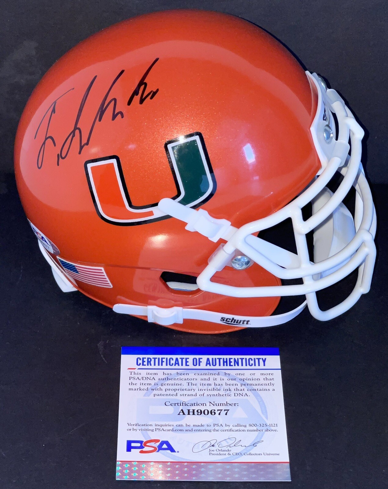 Frank Ladson Signed Autographed Custom Miami Hurricanes Mini Helmet PSA/DNA
