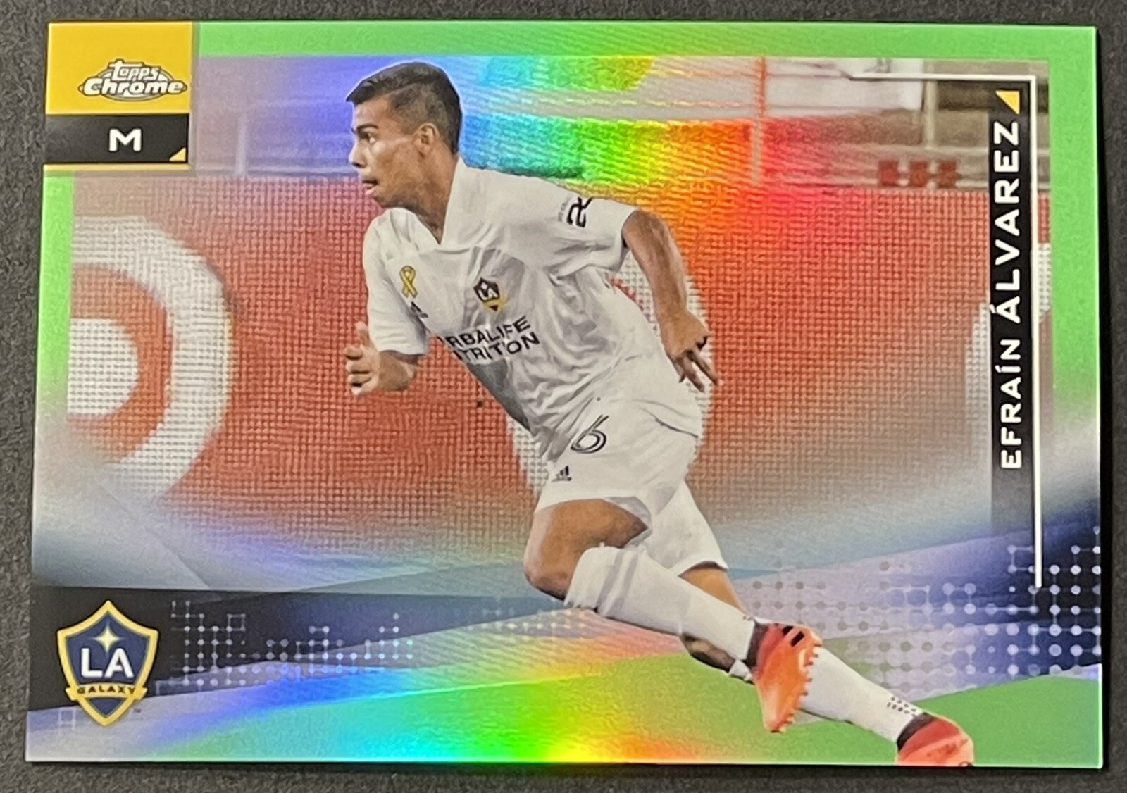 2021 Topps Chrome MLS Efrain Alvarez NEON GREEN Refractor #'d/99 #81 LA Galaxy
