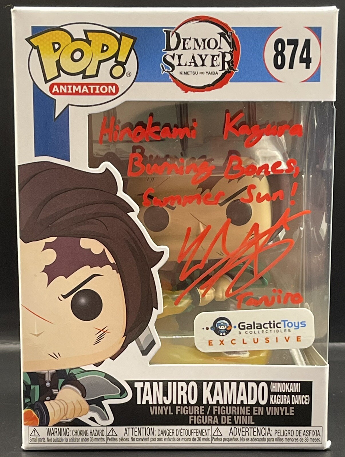 Zach Aguilar Signed Funko Pop Demon Slayer Tanjiro Galactic Exclusive Quote JSA
