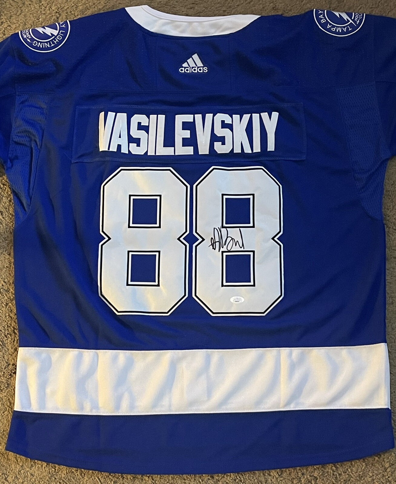 ANDREI VASILEVSKIY SIGNED TAMPA BAY LIGHTNING JERSEY STANLEY CUP JSA COA
