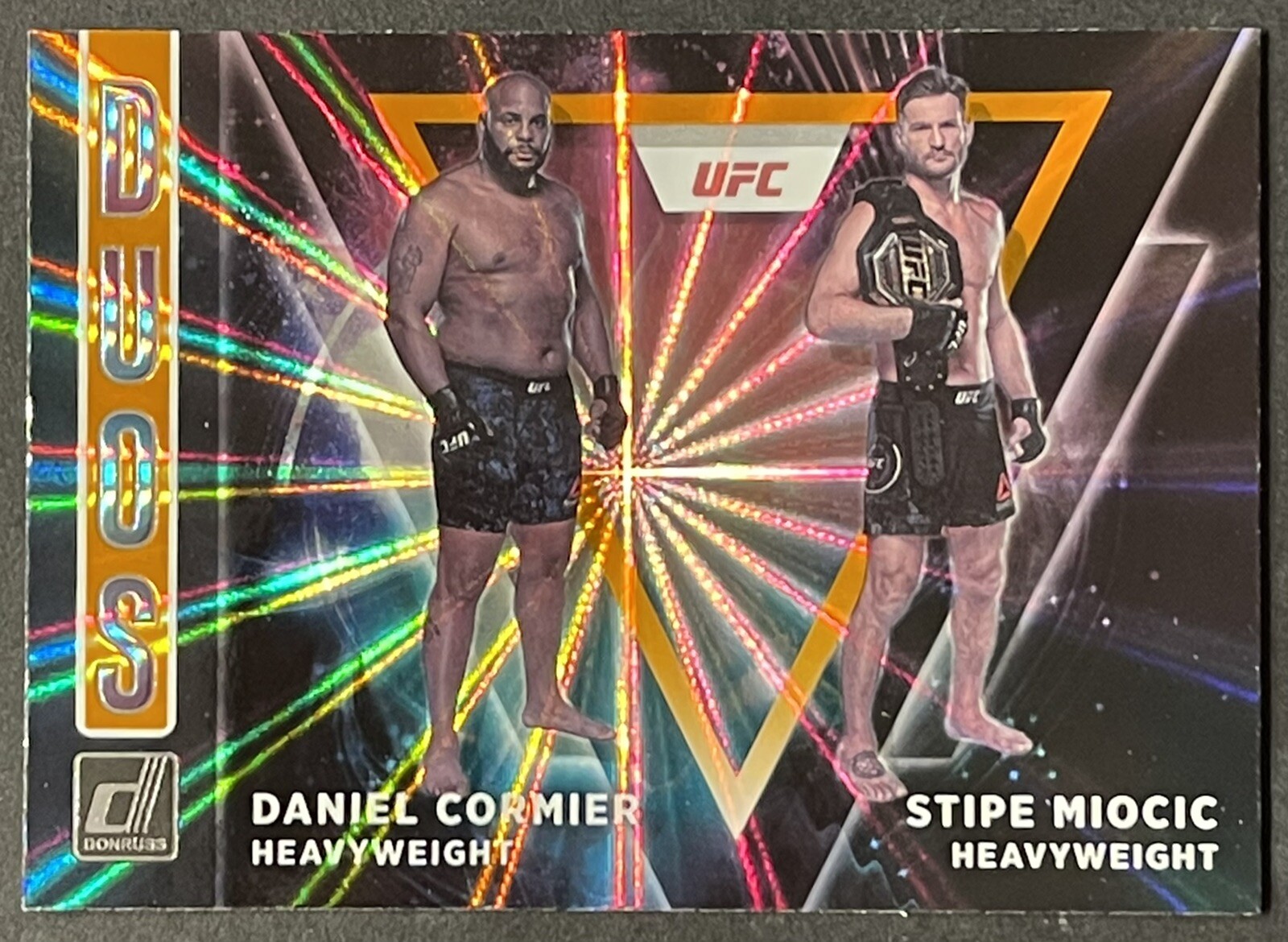 2022 Donruss UFC DUOS Daniel Cormier Stipe Miocic Orange Laser SSP #1
