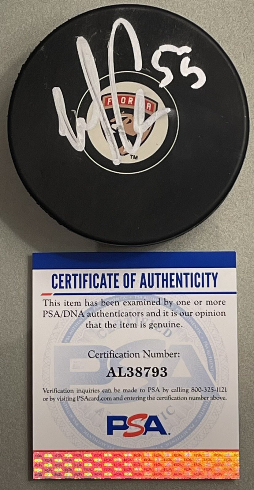 Noel Acciari Signed Autographed Florida Panthers Logo Puck PSA/DNA
