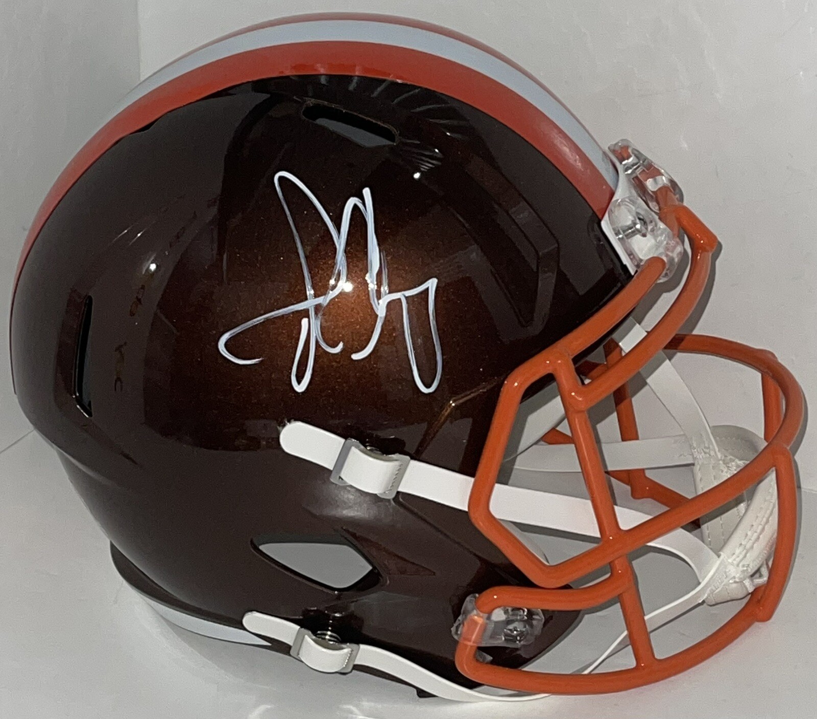 JADEVEON CLOWNEY SIGNED AUTOGRAPHED CLEVELAND BROWNS FLASH FULL SIZE HELMET JSA COLLECTIBLE MEMORABILIA