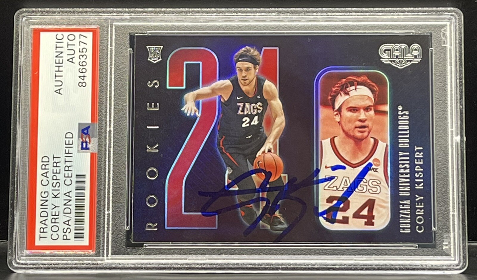 Corey Kispert Signed 2021-22 Gala Chronicles Rookie Card Wizard Slabbed PSA/DNA

