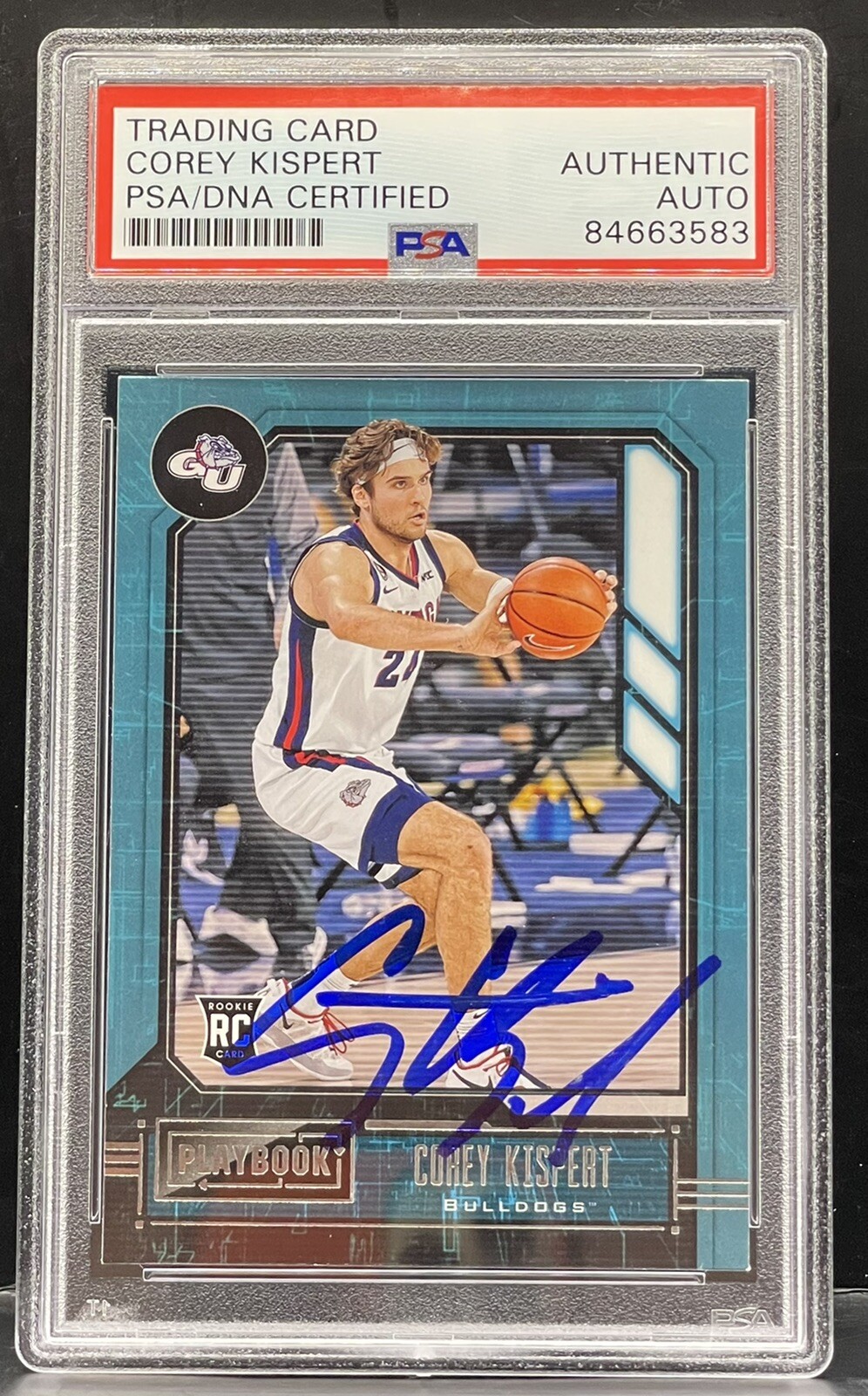 Corey Kispert Signed 2021-22 Playbook Rookie Card Wizard Slabbed PSA/DNA
