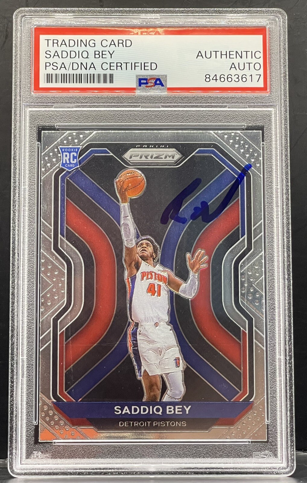 Saddiq Bey Signed 2020-21 Prizm Rookie Card Detroit Pistons PSA/DNA
