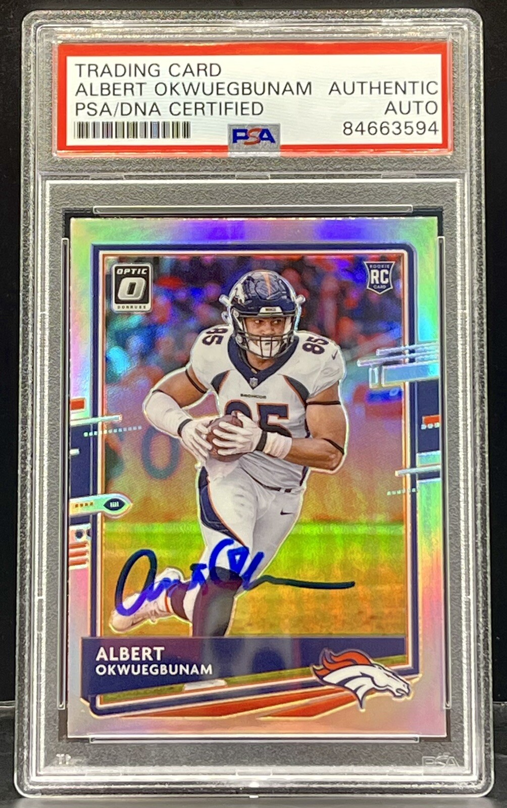 Albert Okwuegbunam Signed 2020 Optic Rookie Card Denver Broncos Slabbed PSA/DNA
