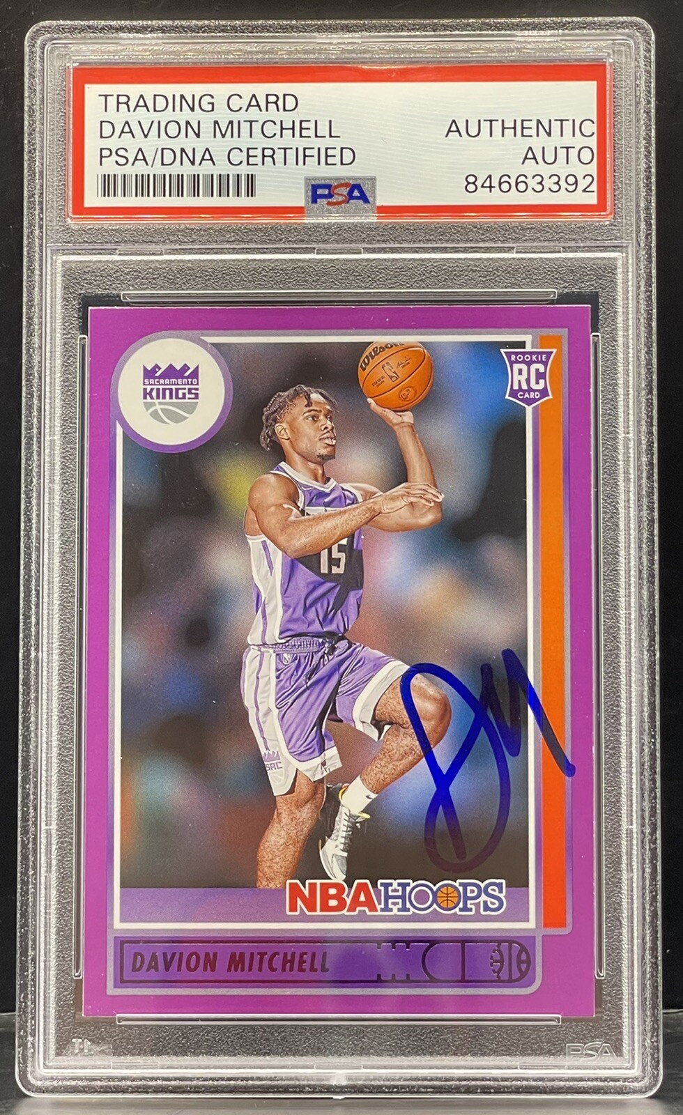 Davion Mitchell Signed 2021-22 NBA Hoops Rookie Card Kings PSA/DNA Slabbed
