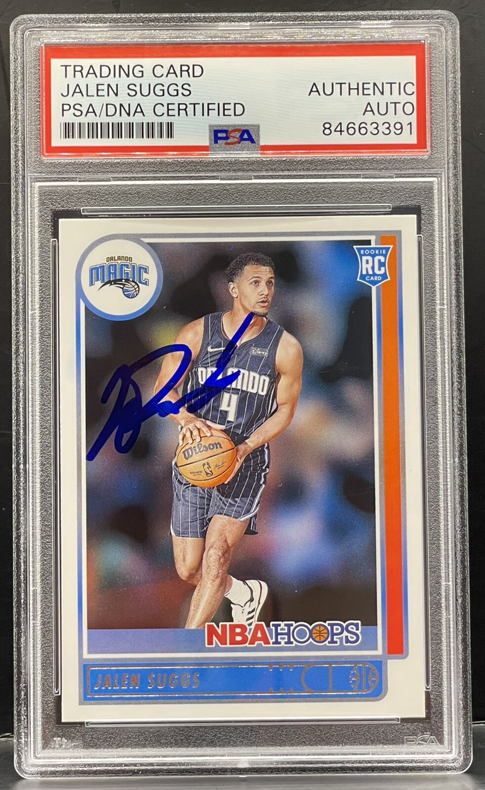 Jalen Suggs Signed 2021-22 NBA Hoops Rookie Card Orlando Magic PSA/DNA Slabbed

