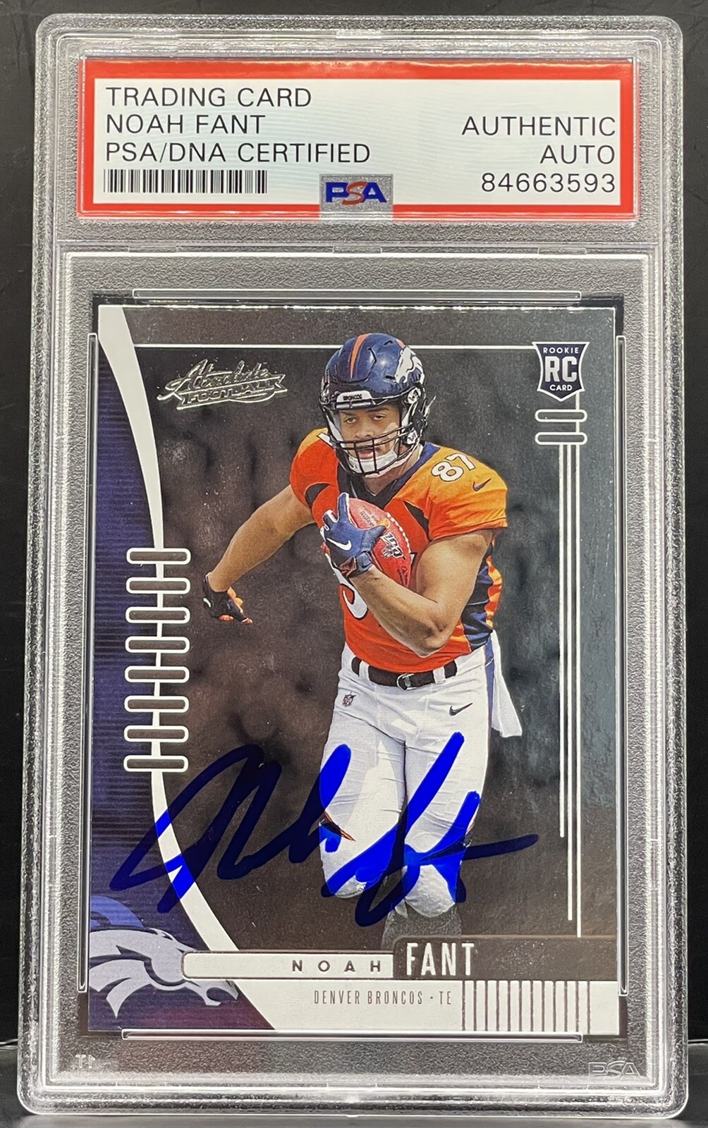 Noah Fant 2019 Signed Absolute Rookie Card Seattle Seahawks PSA/DNA Slabbed
