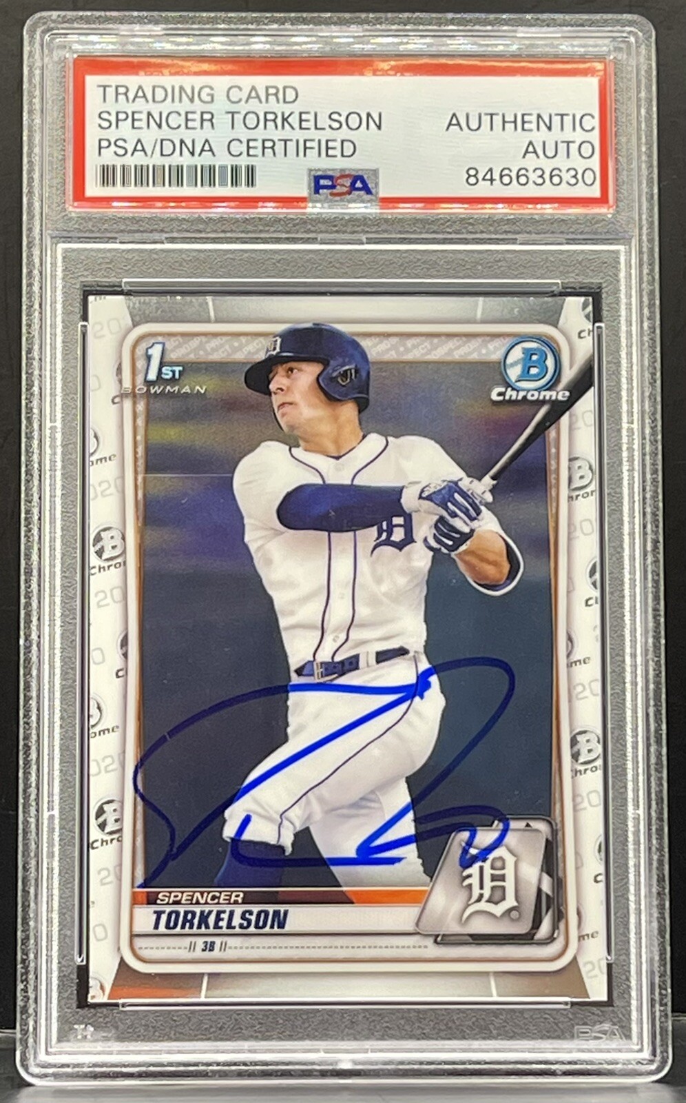 Spencer Torkelson Signed 2020 1st Bowman Chrome Rookie Card Tigers PSA/DNA Slab
