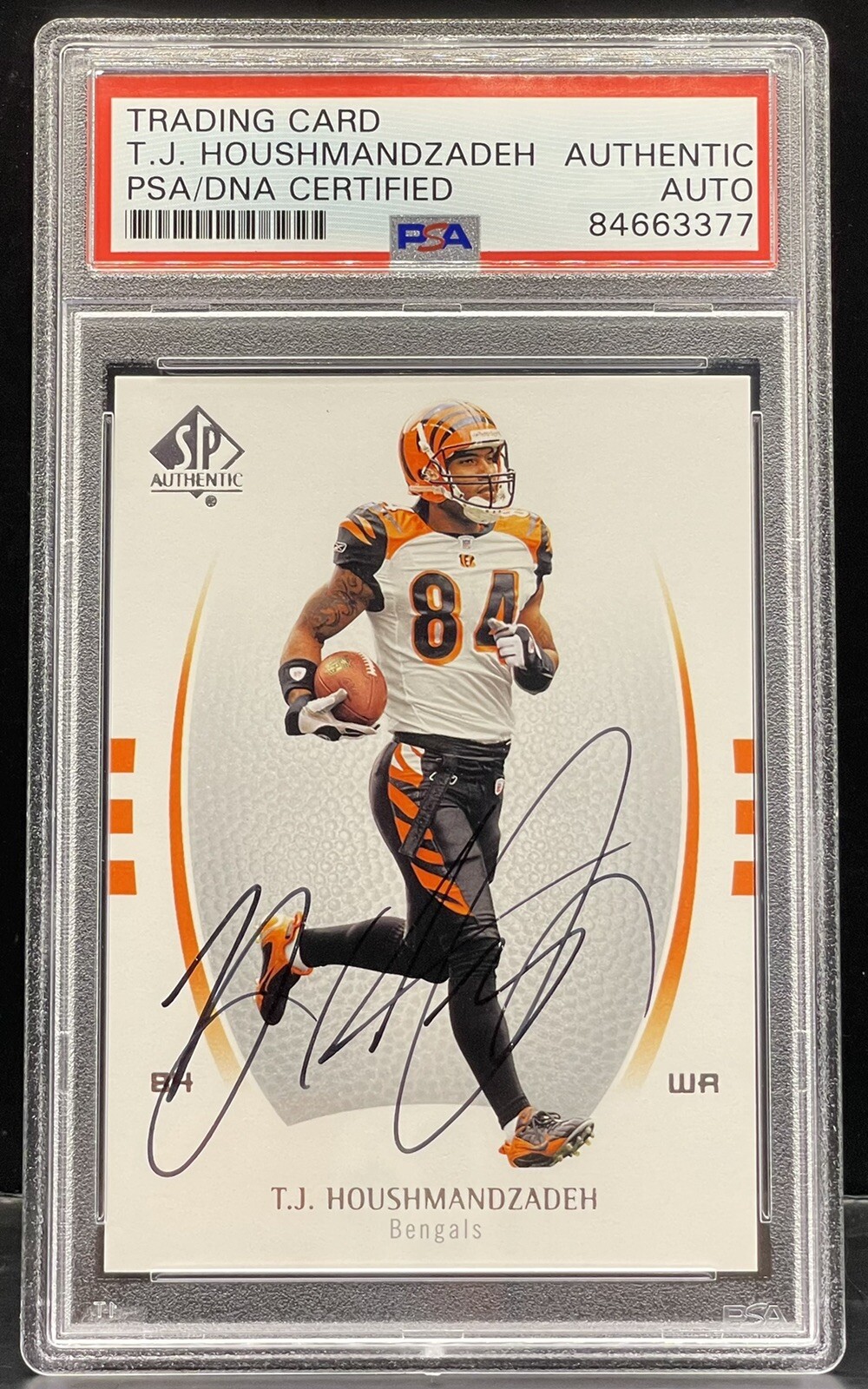 TJ HOUSHMANDZADEH SIGNED 2007 SP AUTHENTIC CARD CINCINNATI BENGALS PSA/DNA SLAB COLLECTIBLE MEMORABILIA