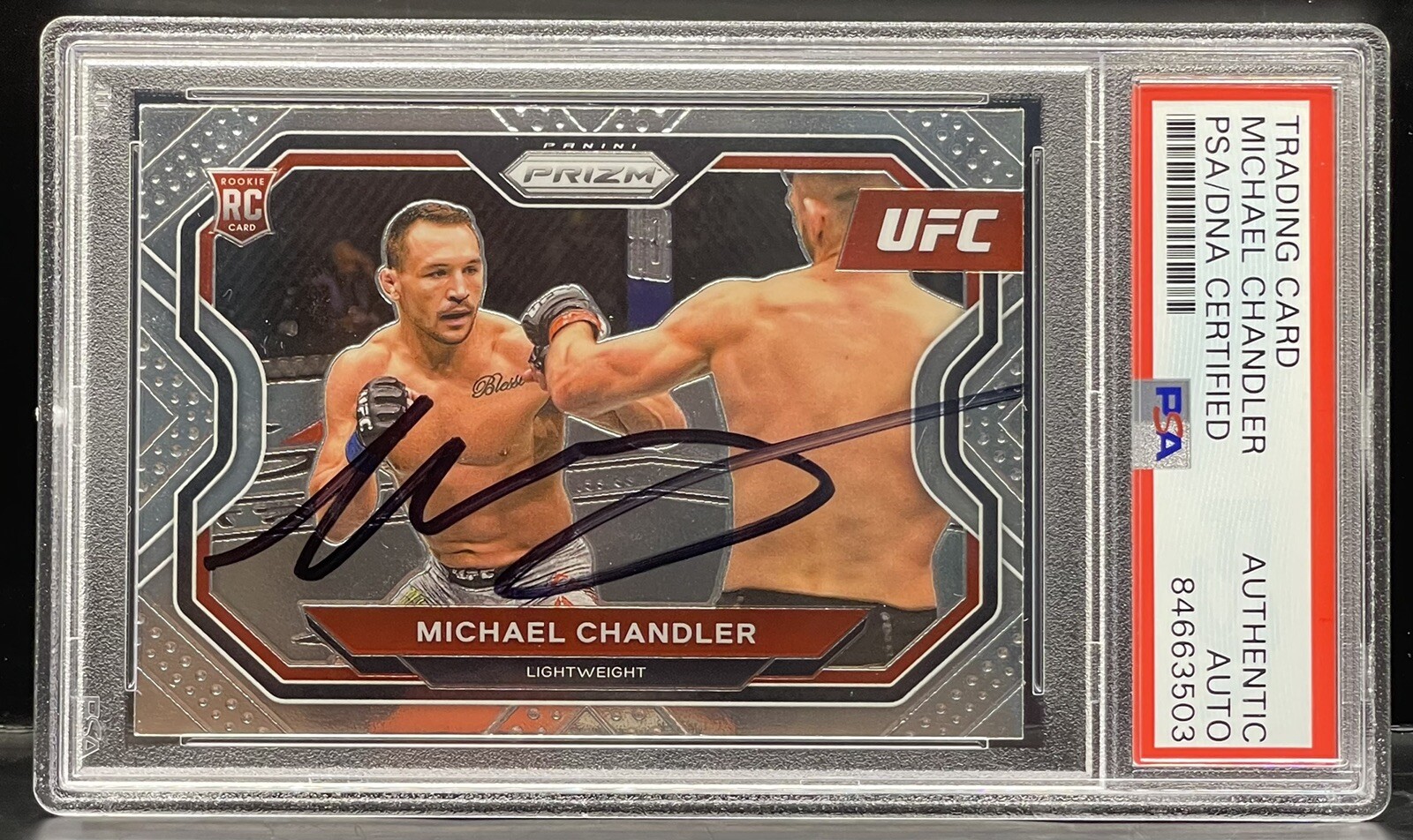 Michael Chandler Signed 2021 Prizm Rookie Card On Card UFC PSA/DNA Slabbed

