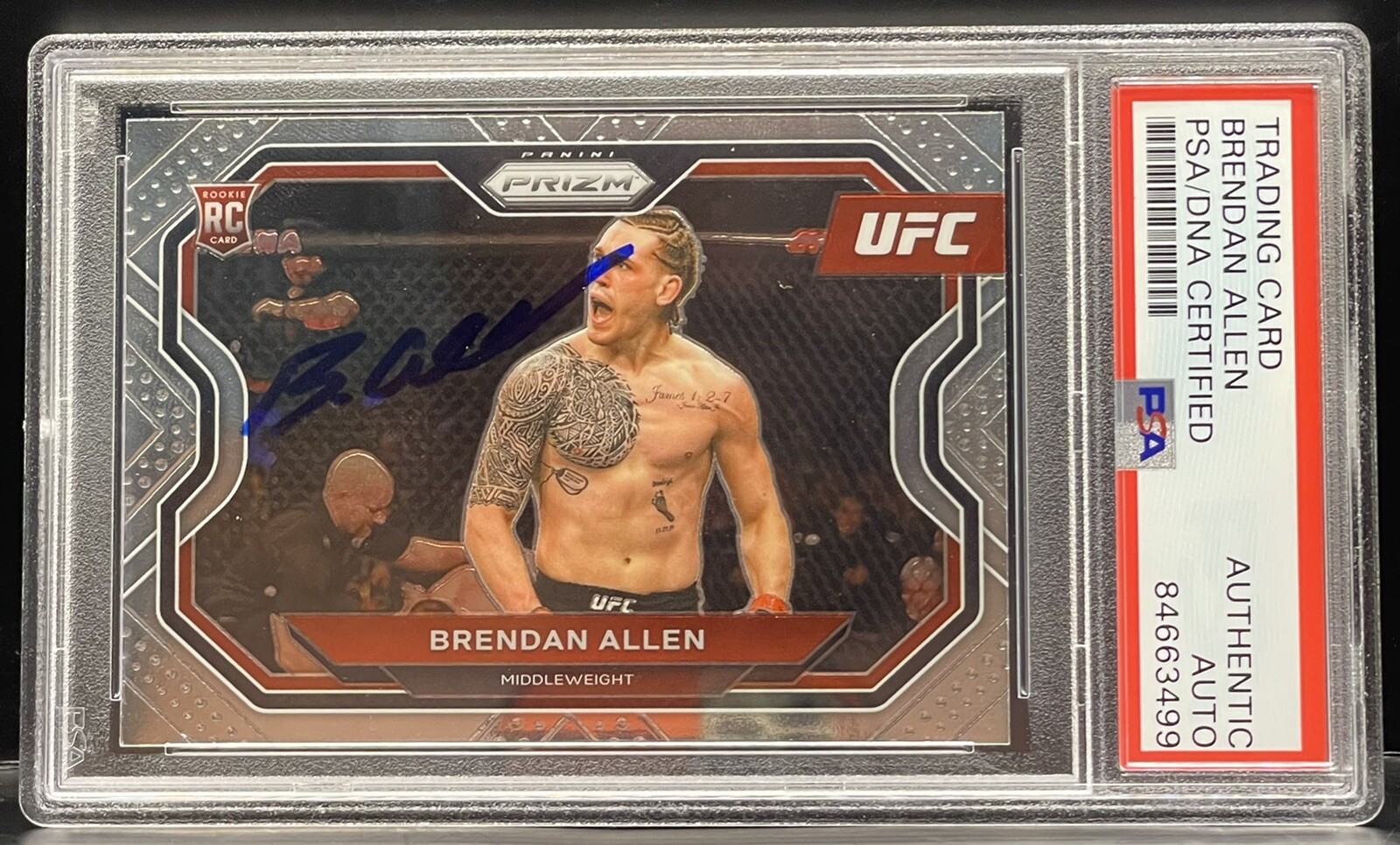 Brendan Allen Signed 2021 Prizm Rookie Card On Card UFC PSA/DNA Slabbed
