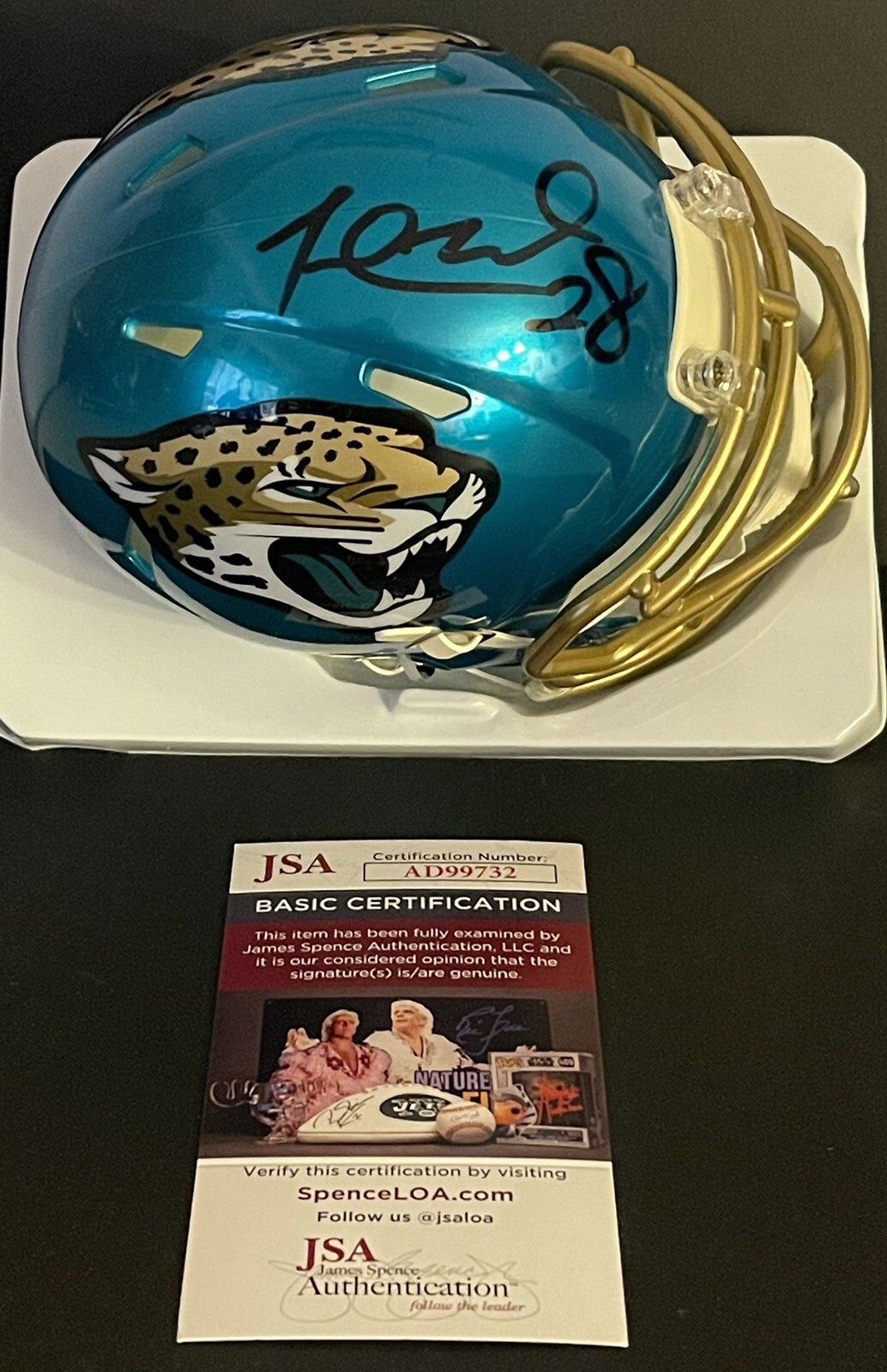Fred Taylor Signed Autographed Jacksonville Jaguars Flash Mini Helmet JSA
