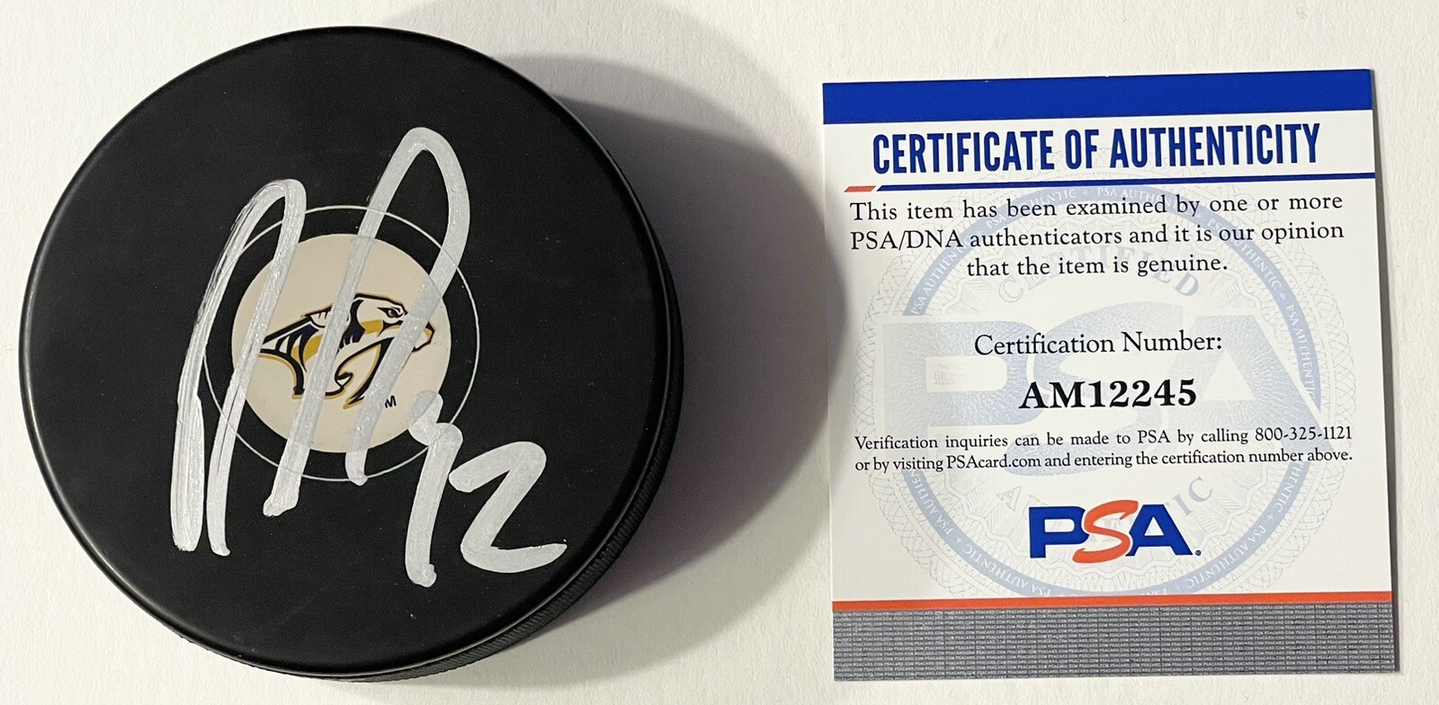 Ryan Johansen Signed Autographed Nashville Predators Logo Hockey Puck PSA/DNA
