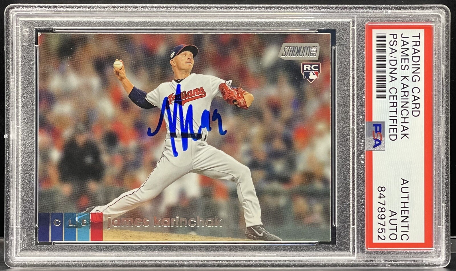 James Karinchak Signed 2020 Stadium Club Rookie Card Guardians PSA/DNA Slabbed
