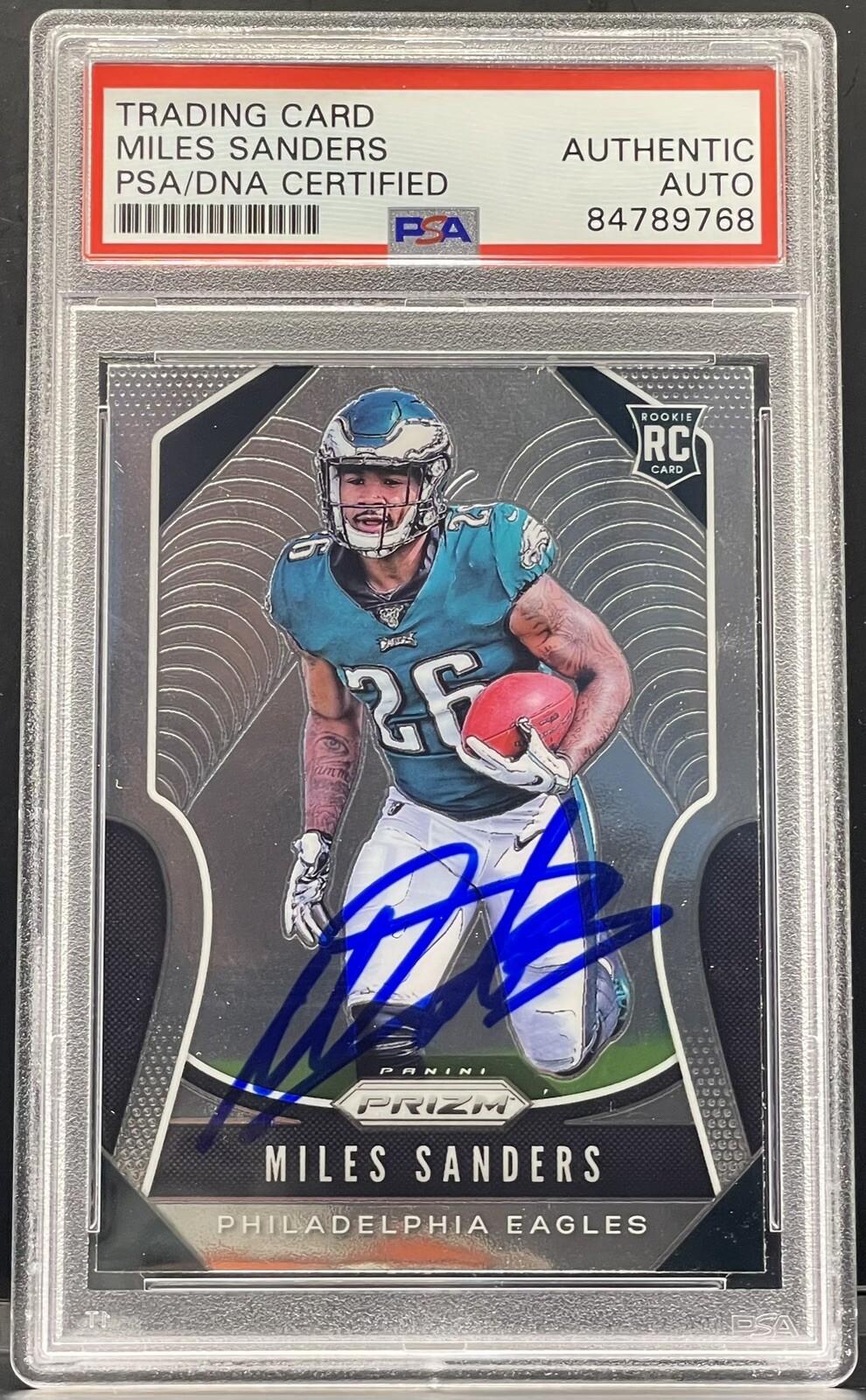 Miles Sanders 2019 Prizm Signed Rookie Card Eagles PSA/DNA Slabbed
