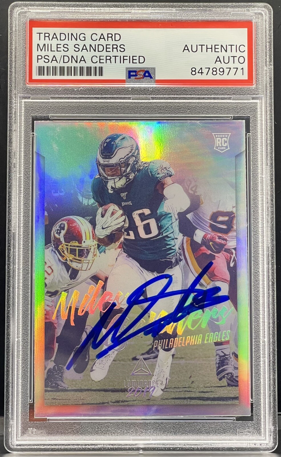 Miles Sanders 2019 Luminance Signed Rookie Card Eagles PSA/DNA Slabbed
