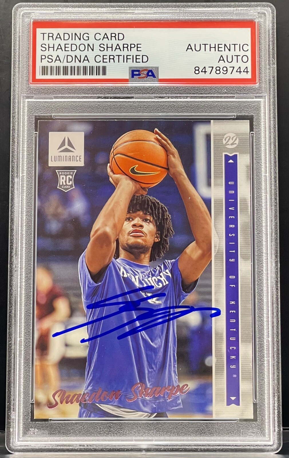 Shaedon Sharpe 2022 Chronicles Luminance Rookie Signed Trail Blazers PSA/DNA
