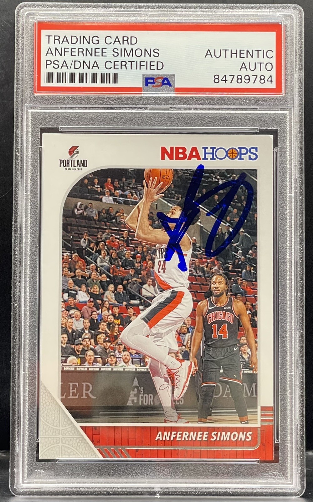Anfernee Simons Signed 2019-20 NBA Hoops Trail Blazers Card PSA/DNA Slabbed
