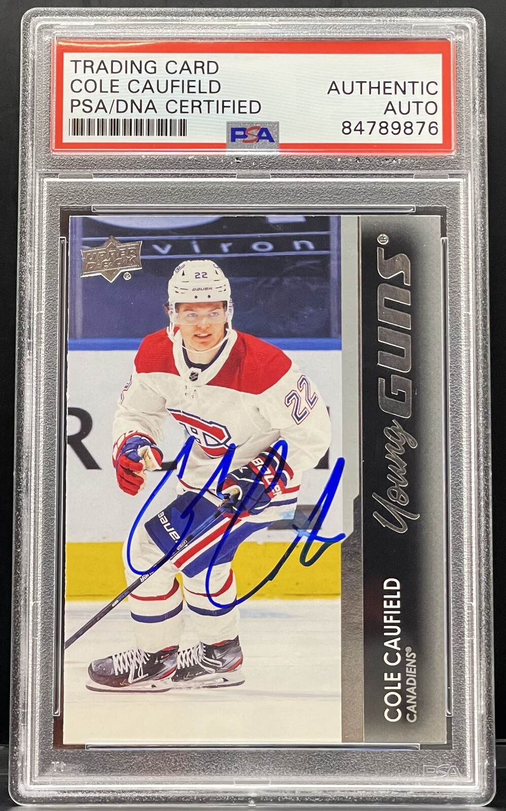 Cole Caufield Signed 2021-22 Upper Deck Young Guns Canadiens Rookie Card PSA/DNA
