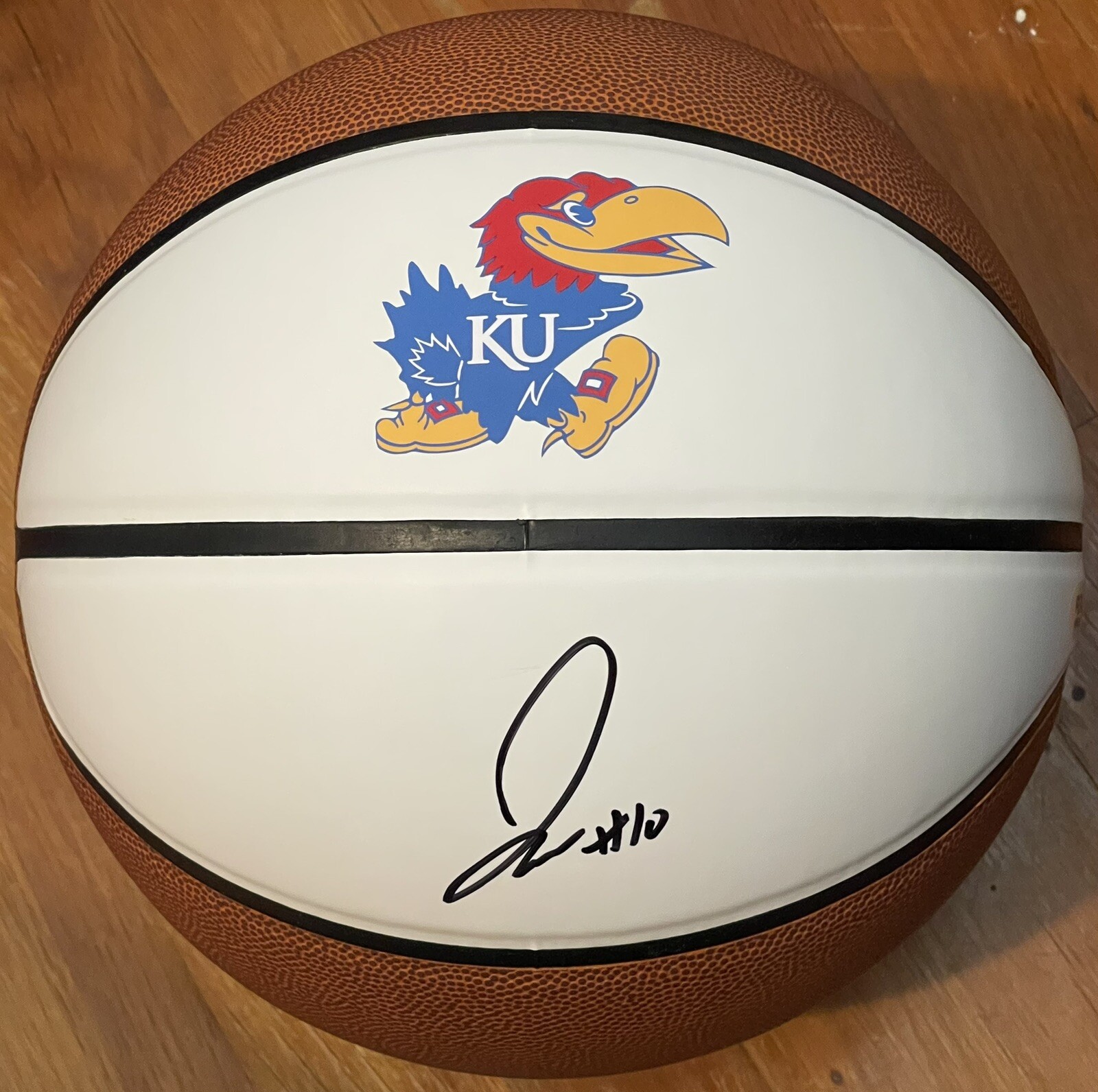 Jalen Wilson Signed Autographed Kansas Jayhawks Logo Basketball PSA/DNA
