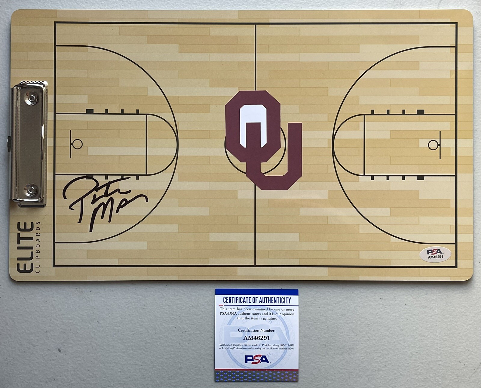 Porter Moser Signed Autographed Oklahoma Sooners Coaches Clipboard PSA/DNA
