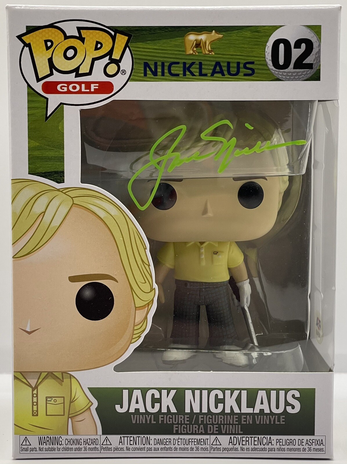 JACK NICKLAUS SIGNED FUNKO POP! GOLF 02 AUTOGRAPHED GUITAR PSA/DNA GOLDEN BEAR
