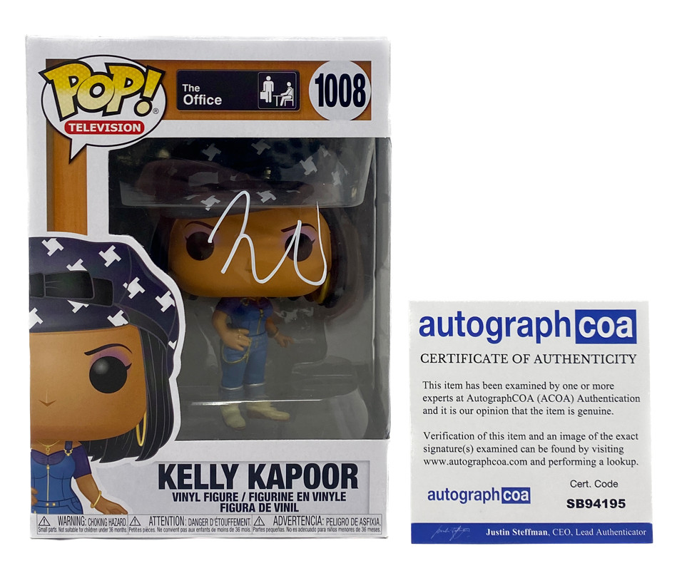 Mindy Kaling Signed Autograph Funko Pop The Office Kelly Kapoor 1008 ACOA COA
