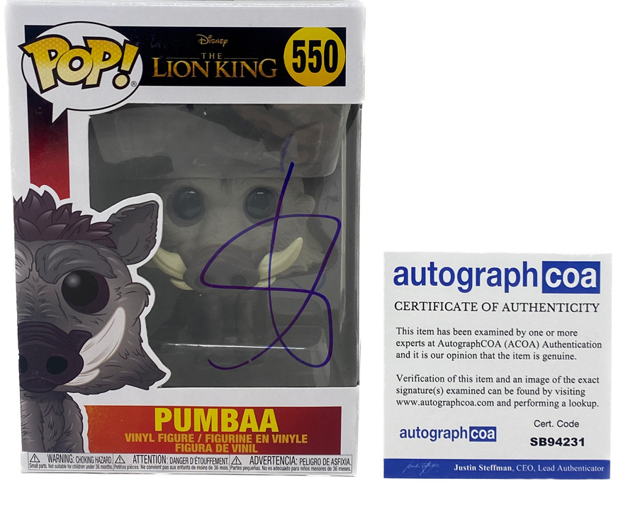Seth Rogen Signed Autograph Funko Pop The Lion King Pumbaa 550 ACOA COA
