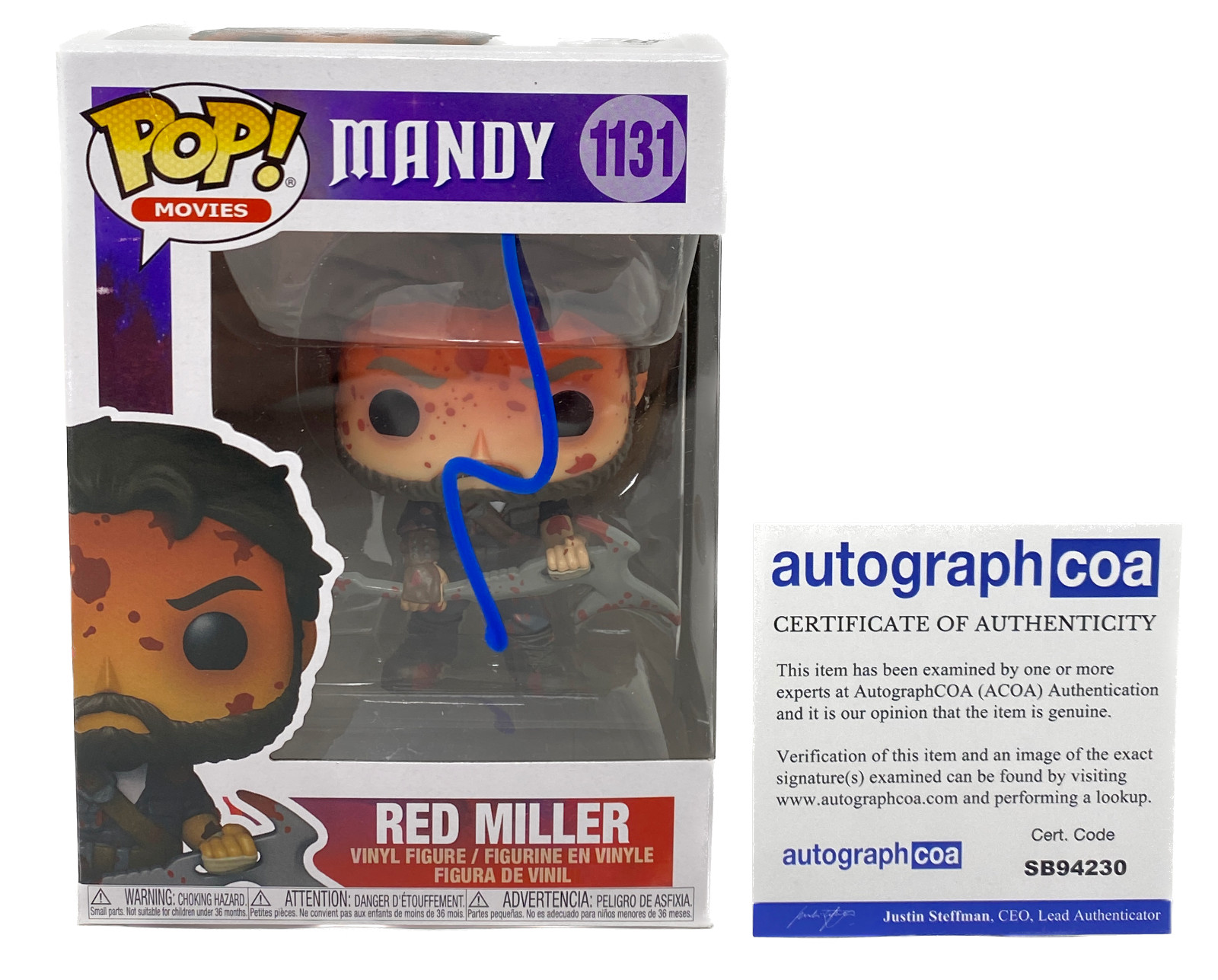 Nicolas Cage Signed Autograph Funko Pop Mandy Red Miller 1131 Horror ACOA COA
