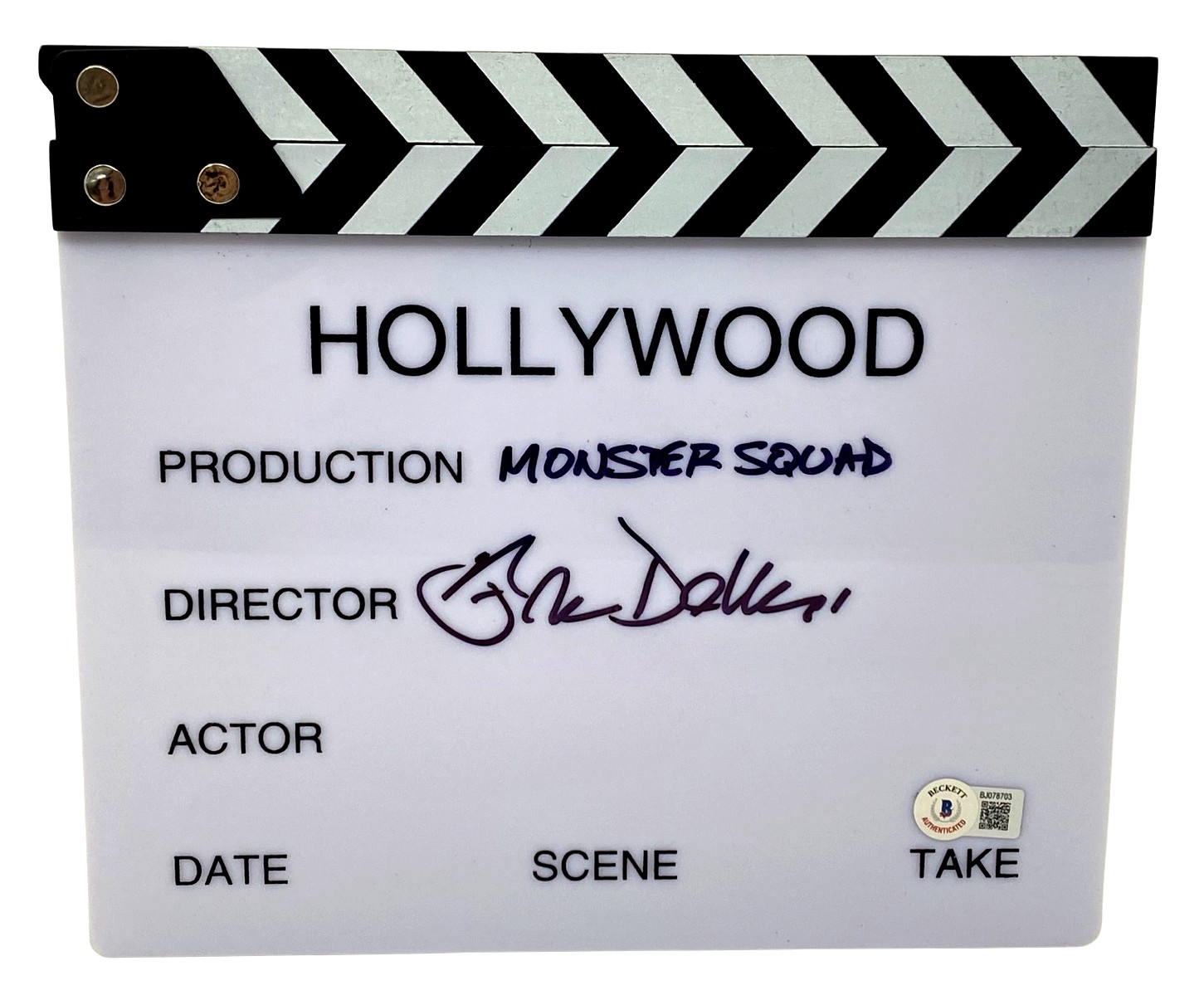 Fred Dekker The Monster Squad Signed Autographed Director Clapboard Beckett COA

