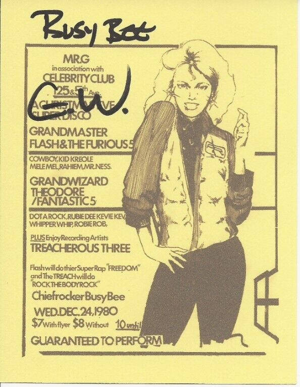 Busy Bee & Grand Wizzard Theodore SIGNED Concert Advert #5 COA Hip Hop Pioneers
