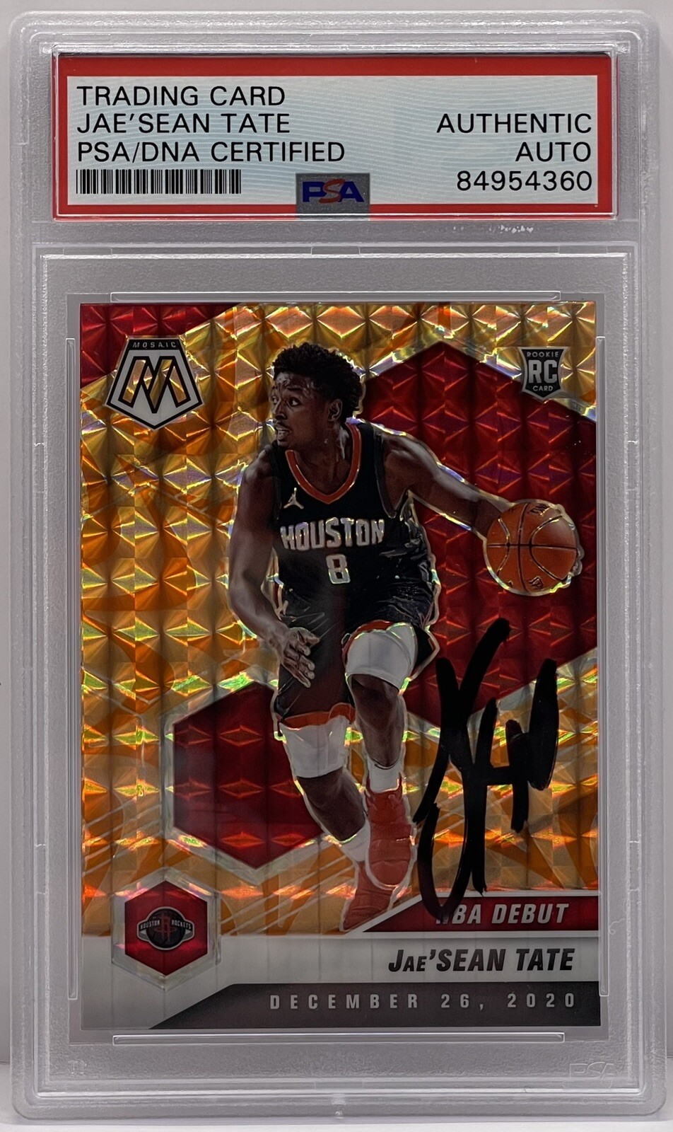 Jae’Sean Tate Signed 2020-21 Mosaic Rookie Card Rockets PSA/DNA Slabbed
