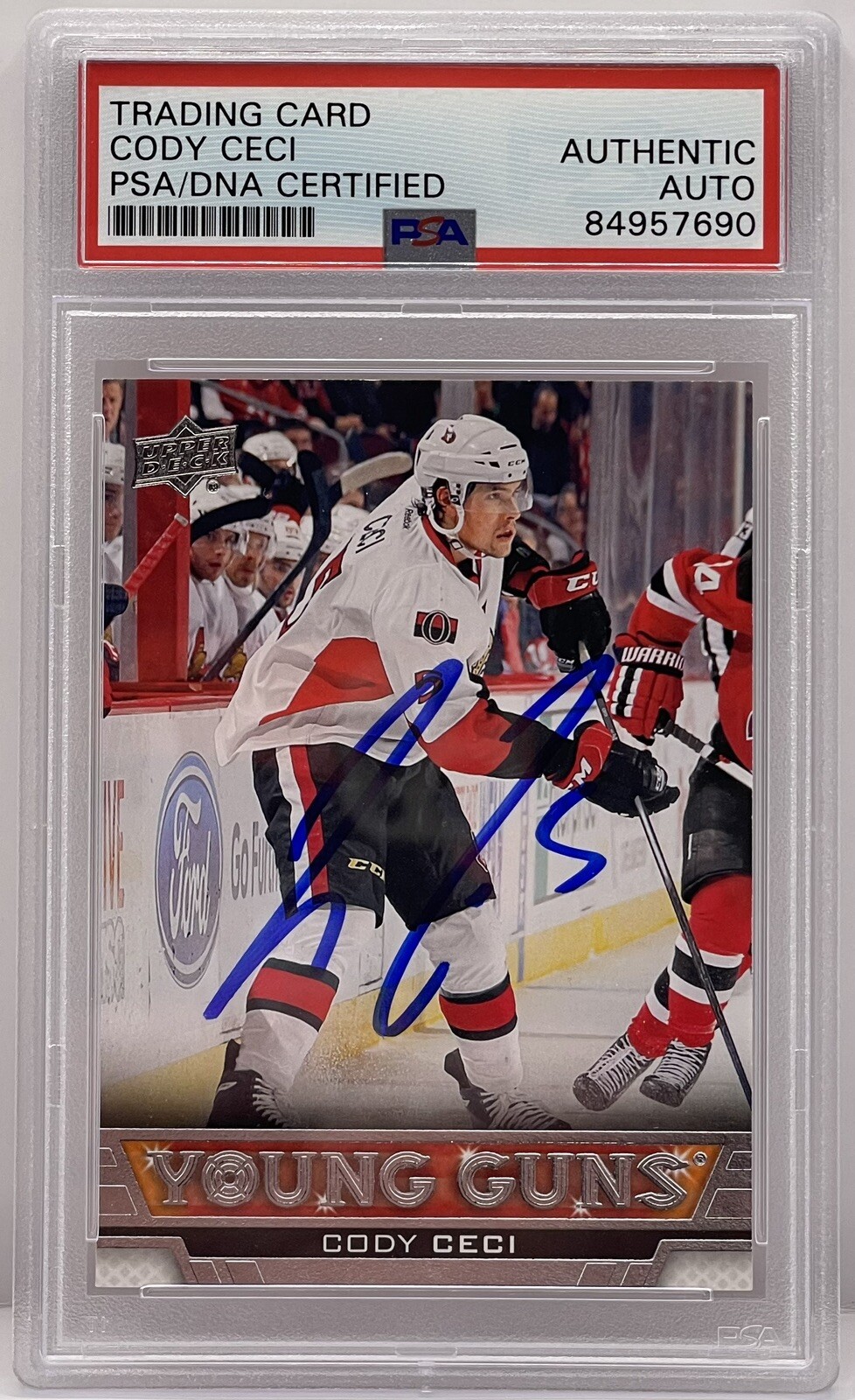 Cody Ceci Signed Auto 2013-14 Upper Deck Young Guns Rookie Card Oilers PSA/DNA
