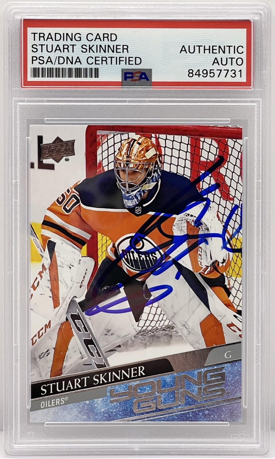 STUART SKINNER SIGNED 2020-21 UPPER DECK YOUNG GUNS ROOKIE CARD OILERS PSA/DNA COLLECTIBLE MEMORABILIA