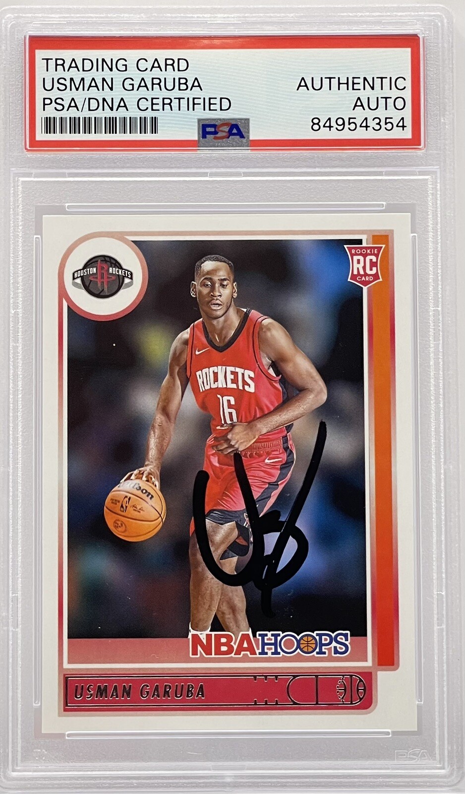 Usman Garuba Signed 2021-22 NBA Hoops Rookie Card Rockets PSA/DNA Slabbed
