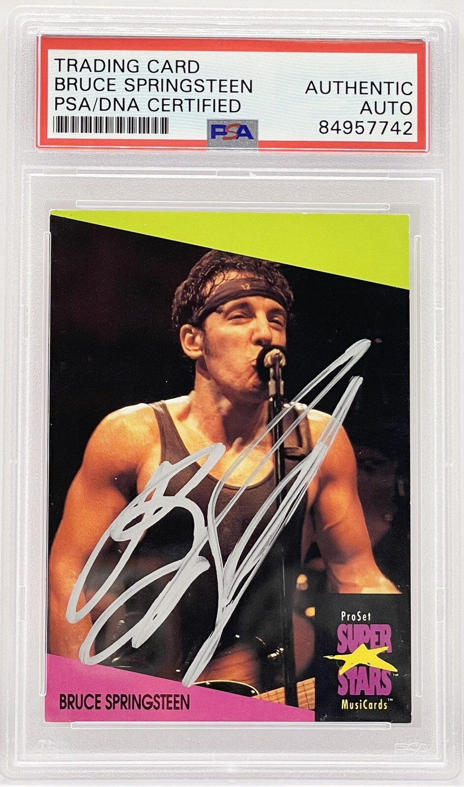Bruce Springsteen Signed Auto 1991 Pro Set Rookie Card Born In The USA PSA/DNA

