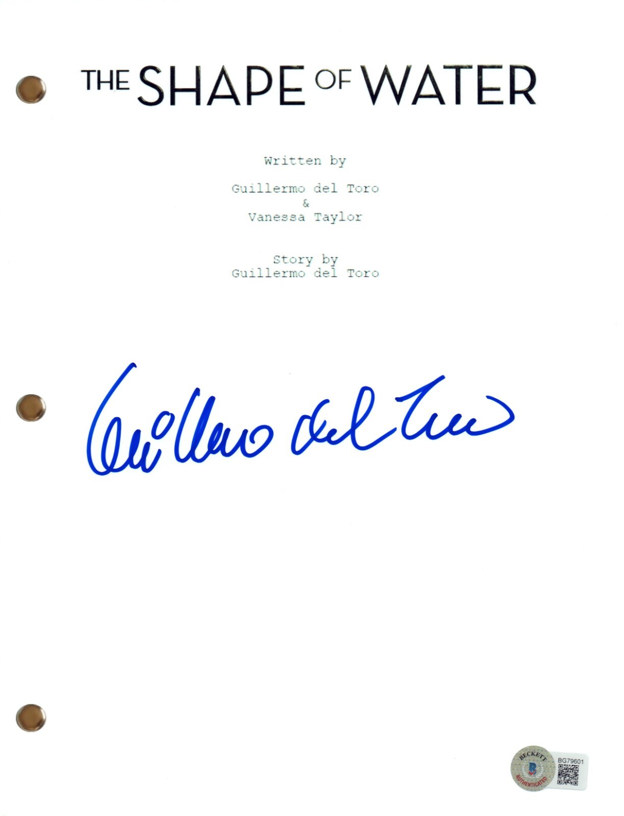 Guillermo Del Toro Signed Autograph The Shape of Water Movie Script Beckett COA

