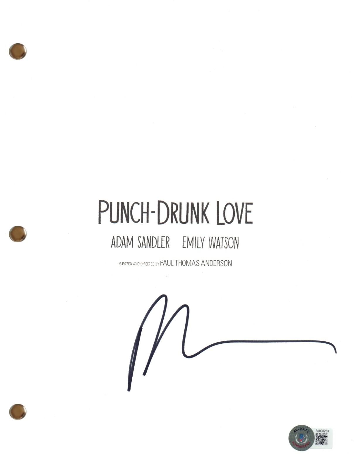 Paul Thomas Anderson Signed Autograph Punch-Drunk Love Movie Script Beckett COA
