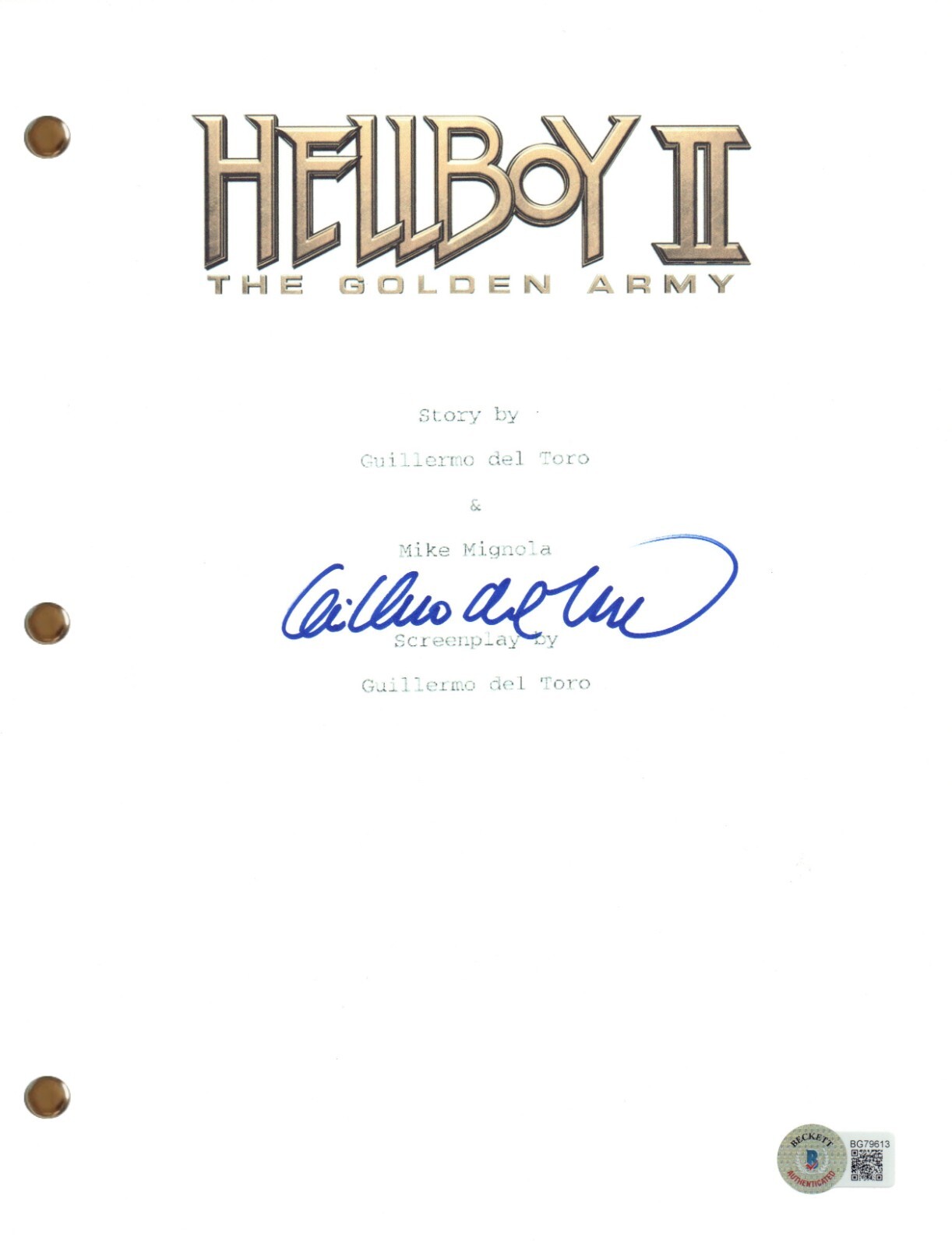 Guillermo Del Toro Signed Autograph Hellboy II 2 Full Movie Script Beckett COA
