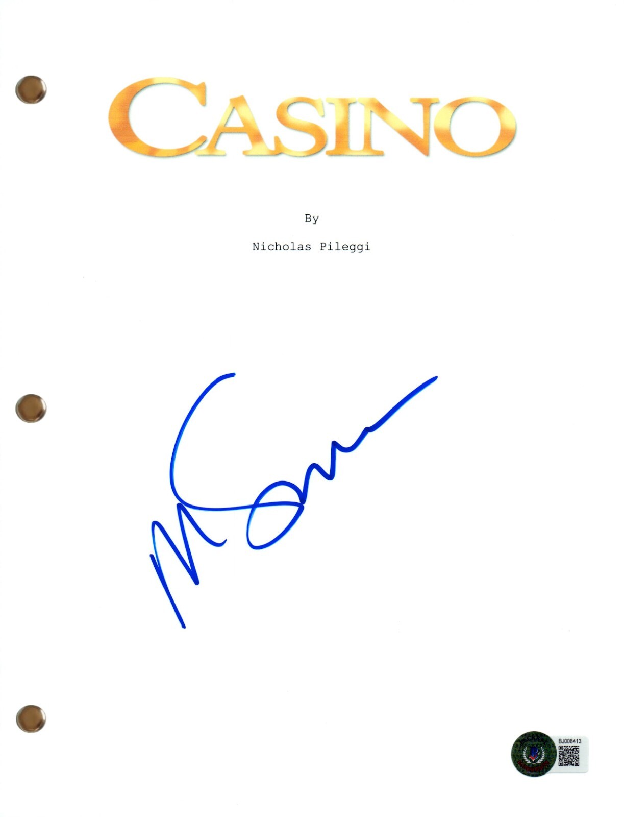 Martin Scorsese Signed Autograph Casino Full Movie Script Screenplay Beckett COA
