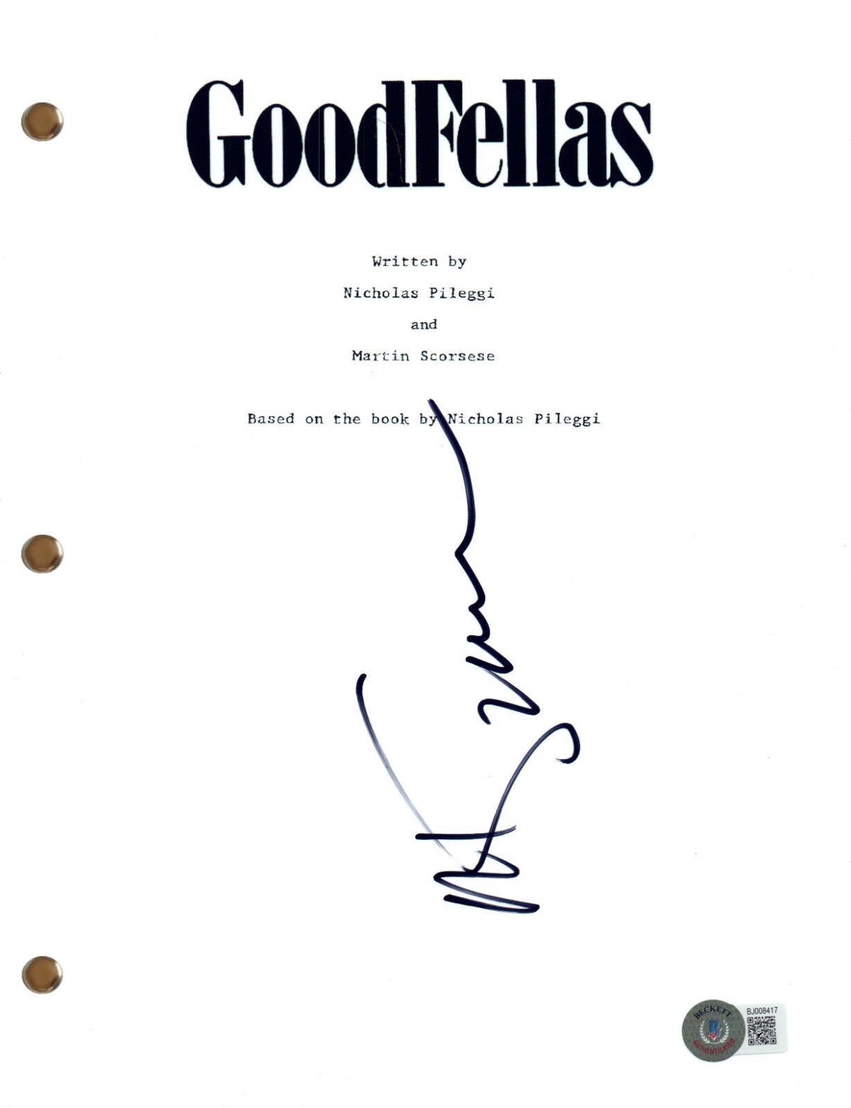 Martin Scorsese Signed Autograph Goodfellas Movie Script Screenplay Beckett COA
