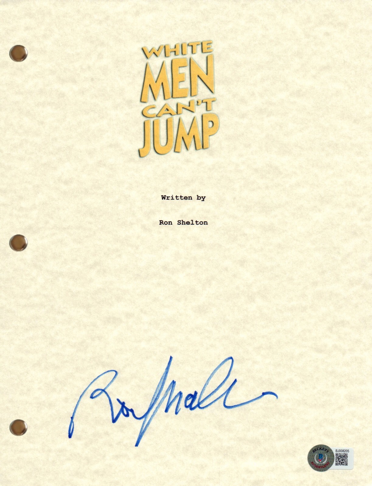 Ron Shelton Signed Autograph White Men Can't Jump Movie Script Beckett COA
